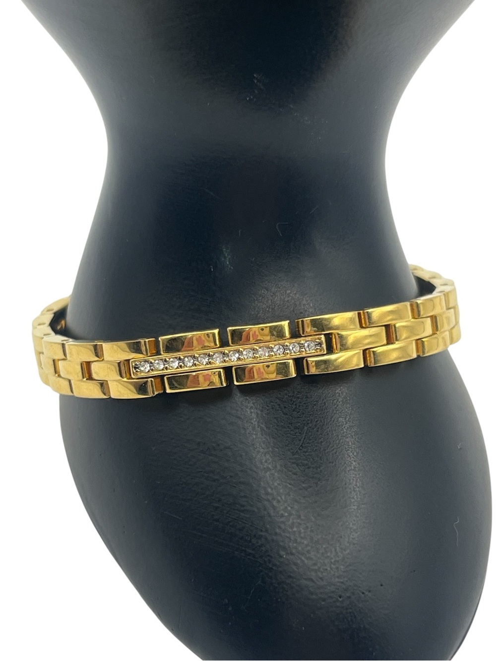 Citizen gold tone clear rhinestone panther link chain bracelet